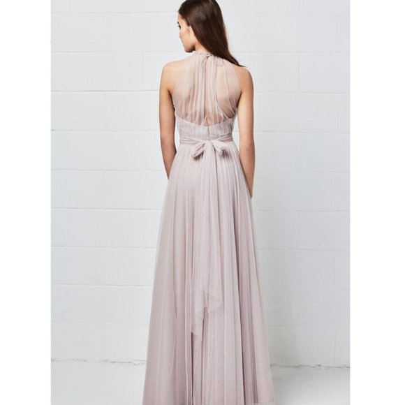 BHLDN Dress 10 Grey Sweetheart Tulle Medium Bridesmaid Gown Scarf Belt W TOO - Picture 10 of 13